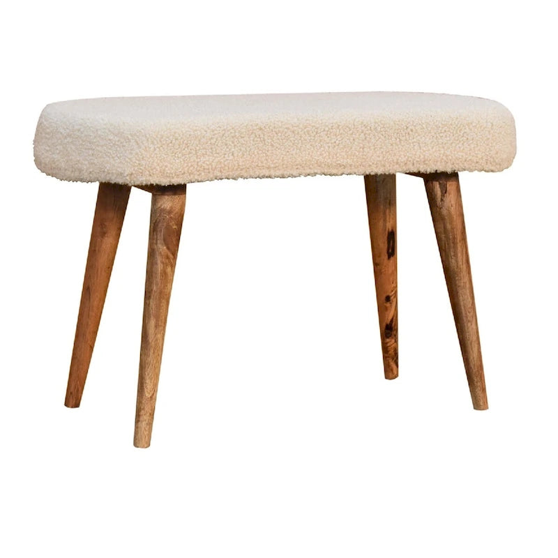 Panca imbottita con gambe in legno