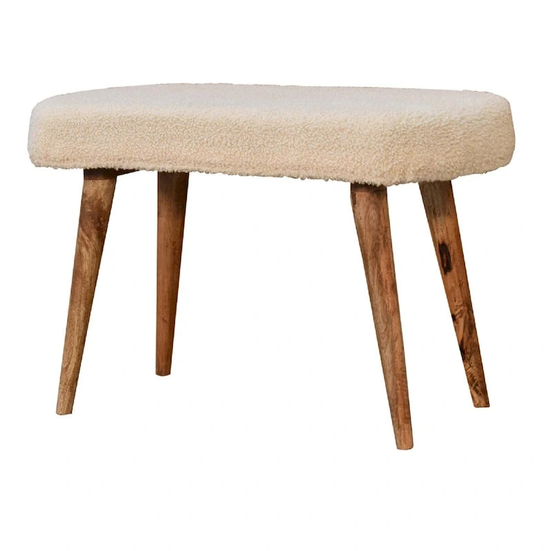 Panca imbottita con gambe in legno