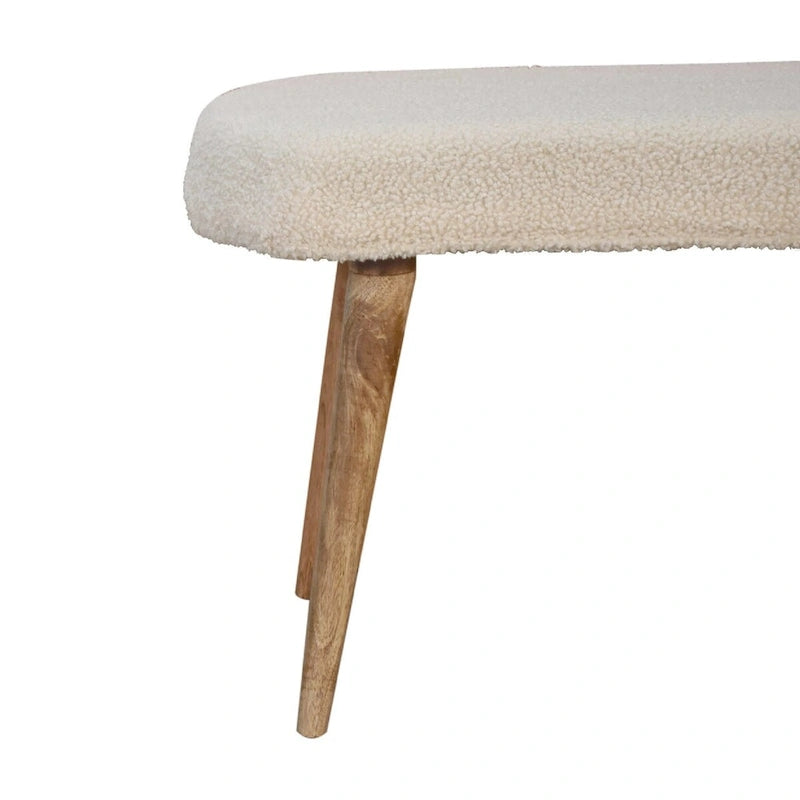 Panca imbottita con gambe in legno