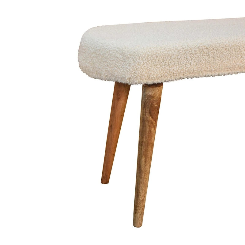 Panca imbottita con gambe in legno