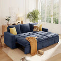 Divano letto angolare a L blu con contenitore e letto estraibile