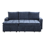 Divano letto angolare a L blu con contenitore e letto estraibile