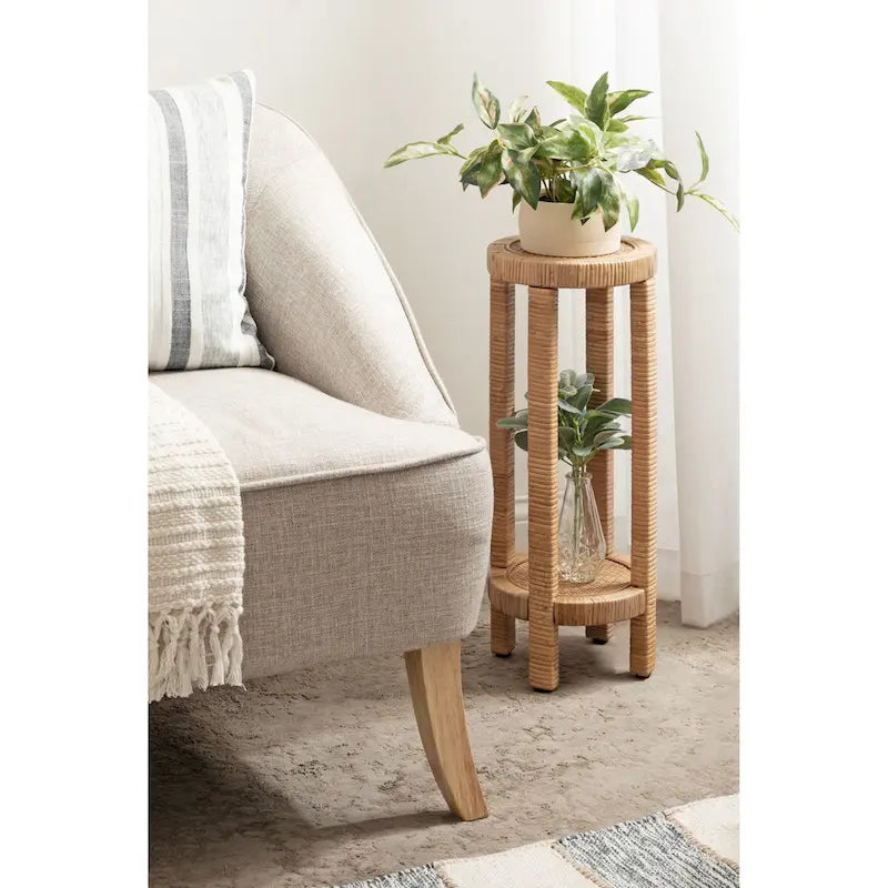 Kate and Laurel Rafina Rattan Drink Table - 9x9x22