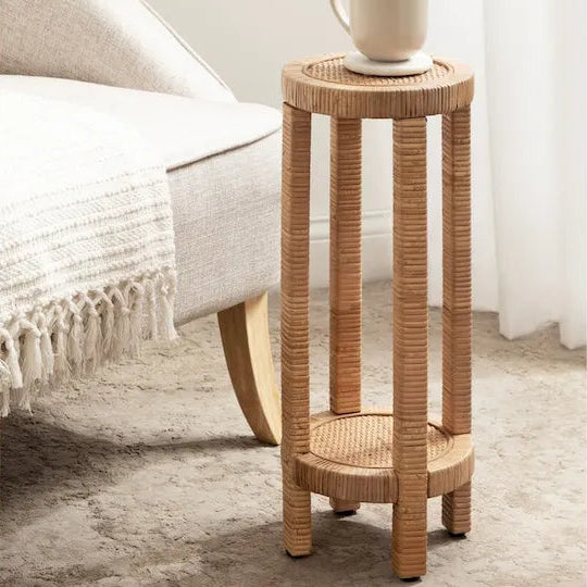 Tavolino portabevande in rattan - 9x9x22