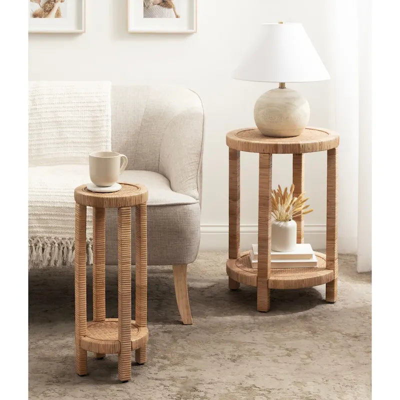 Tavolino portabevande in rattan - 9x9x22
