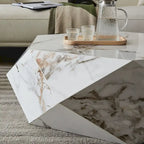 Tavolino da Caffè con piano in Finto Marmo Bianco - 110 cm