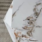 Tavolino da Caffè con piano in Finto Marmo Bianco - 110 cm