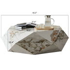 Tavolino da Caffè con piano in Finto Marmo Bianco - 110 cm