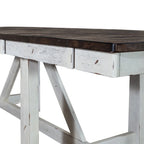 Tavolo da pranzo a cavalletto bicolore bianco anticato e legno