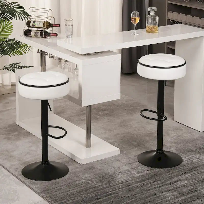 Set di 2 sgabelli da bar regolabili in altezza, girevoli in pelle PU con contenitore