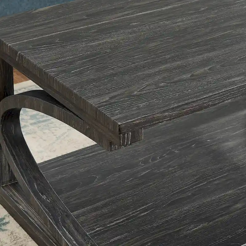 Tavolino da caffè in legno con ripiano portaoggetti