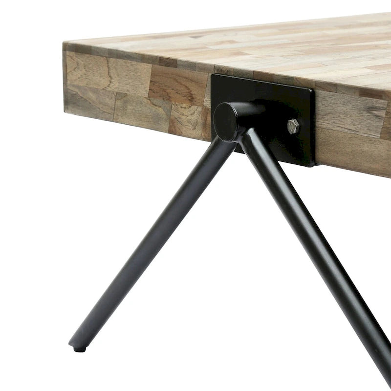 Tavolino da caffè in legno di mango con gambe in metallo