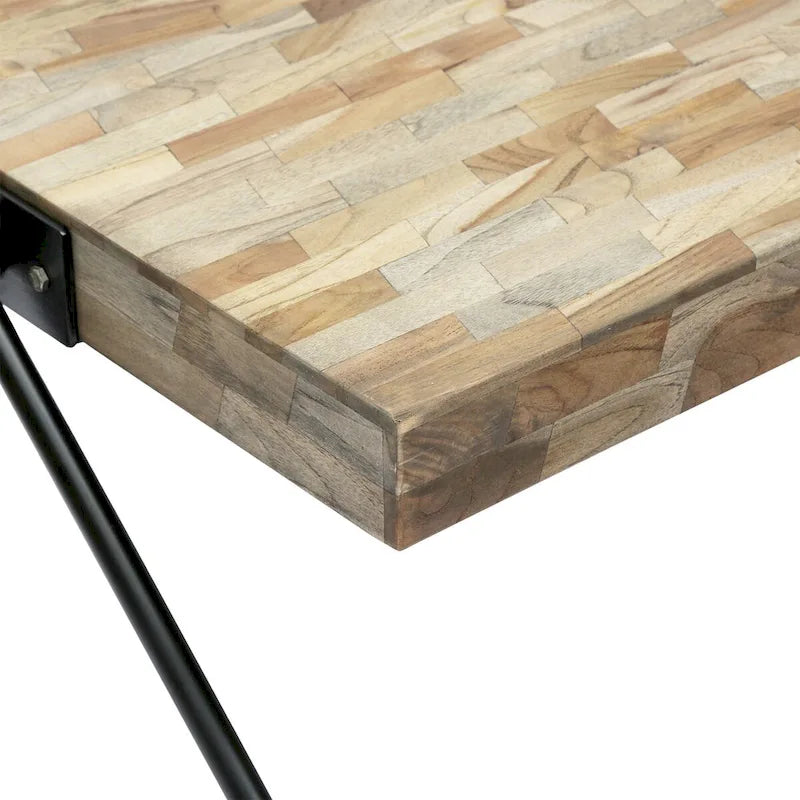 Tavolino da caffè in legno di mango con gambe in metallo