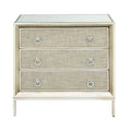 Comò a 3 cassetti con specchio e maniglie ad anello - Beige