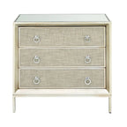 Comò a 3 cassetti con specchio e maniglie ad anello - Beige