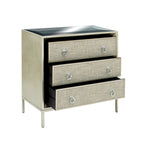 Comò a 3 cassetti con specchio e maniglie ad anello - Beige