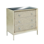 Comò a 3 cassetti con specchio e maniglie ad anello - Beige