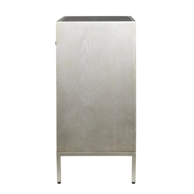 Comò a 3 cassetti con specchio e maniglie ad anello - Beige