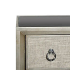 Comò a 3 cassetti con specchio e maniglie ad anello - Beige