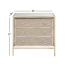 Comò a 3 cassetti con specchio e maniglie ad anello - Beige