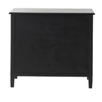 Mobiletto contenitore in legno fatto a mano con 3 cassetti e 1 anta con fronte in rattan - Nero
