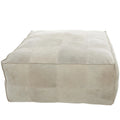 Pouf quadrato in pelle a profilo basso con design patchwork