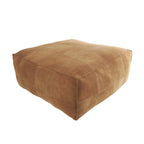 Pouf quadrato in pelle a profilo basso con design patchwork