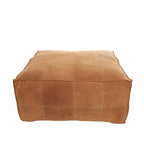Pouf quadrato in pelle a profilo basso con design patchwork