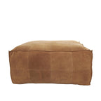 Pouf quadrato in pelle a profilo basso con design patchwork