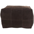 Pouf quadrato in pelle a profilo basso con design patchwork