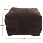 Pouf quadrato in pelle a profilo basso con design patchwork