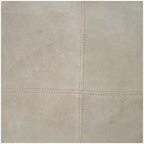 Pouf quadrato in pelle a profilo basso con design patchwork