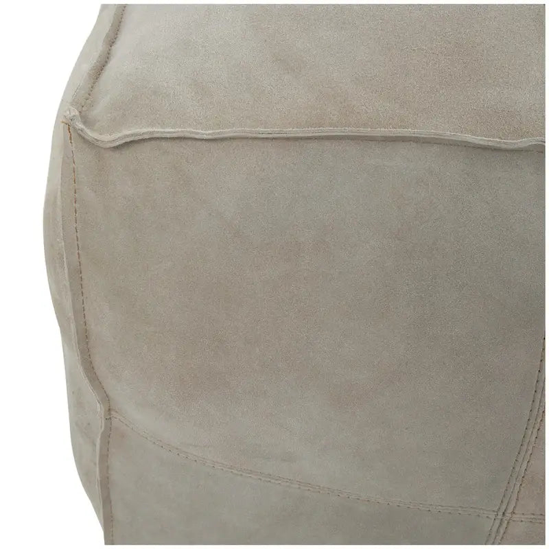 Pouf quadrato in pelle a profilo basso con design patchwork