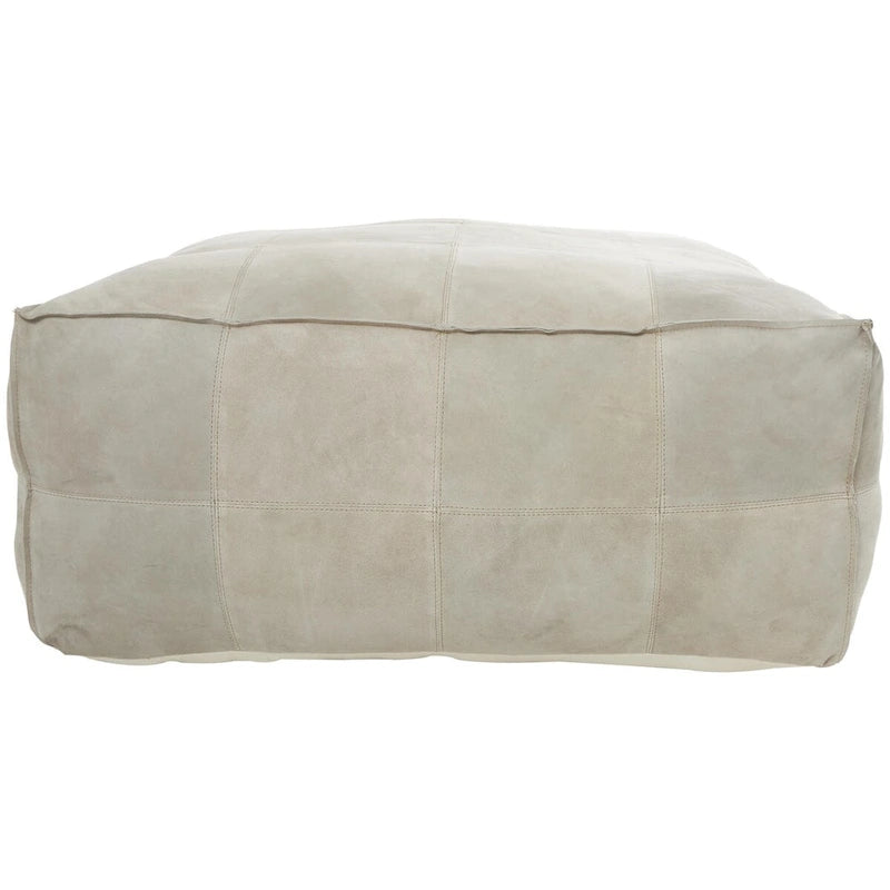 Pouf quadrato in pelle a profilo basso con design patchwork