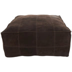 Pouf quadrato in pelle a profilo basso con design patchwork