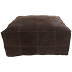 Pouf quadrato in pelle a profilo basso con design patchwork